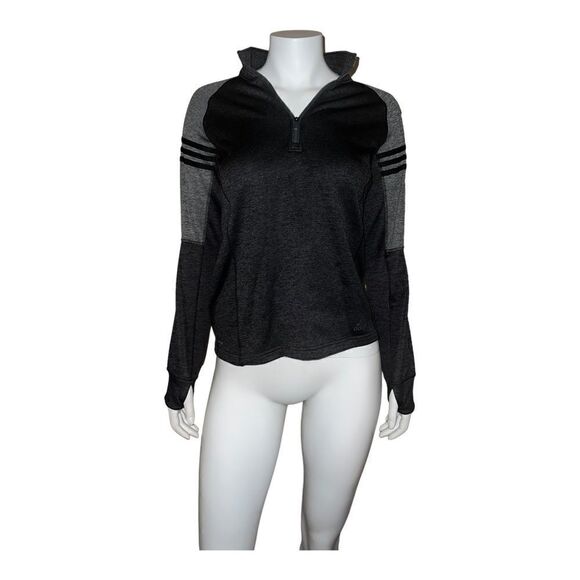 Adidas Climawarm Womens Quarter Zip Activewear Sweatshirt Pullover Gray XS EUC - Picture 1 of 6